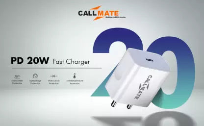 Callmate 20 W Qualcomm 3.0 3 A Mobile Charger with Detachable Cable (White, Cable Included) Callmate 20 W Qualcomm 3.0 3 A Mobile Charger with Detachable Cable (White, Cable Included)